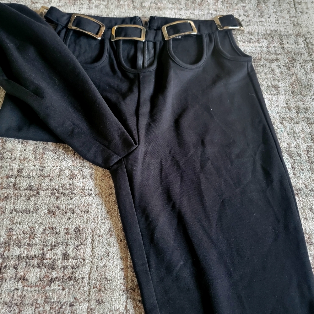 I.AM.GIA Kyla Full‎ Length Tall Mid Rise Cutout Stretch Ponte Flare Pants XXS - Picture 6 of 16
